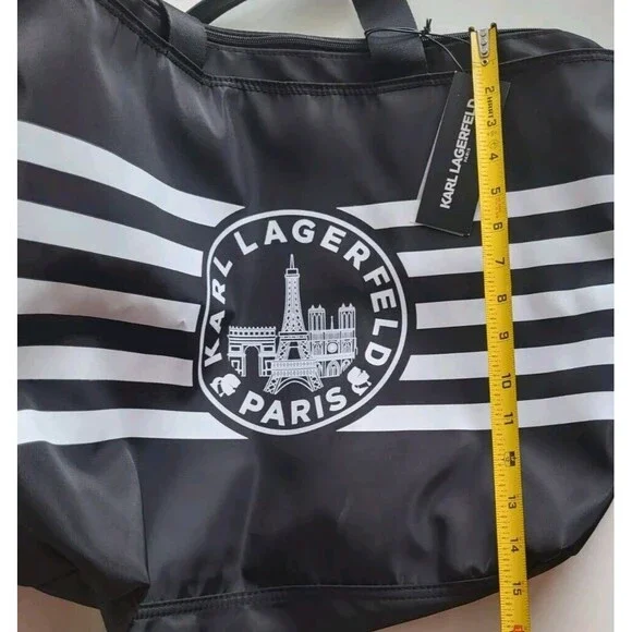 Karl Lagerfeld LH5AG807 Women's Black White Striped Large Tote - Picture 10 of 10